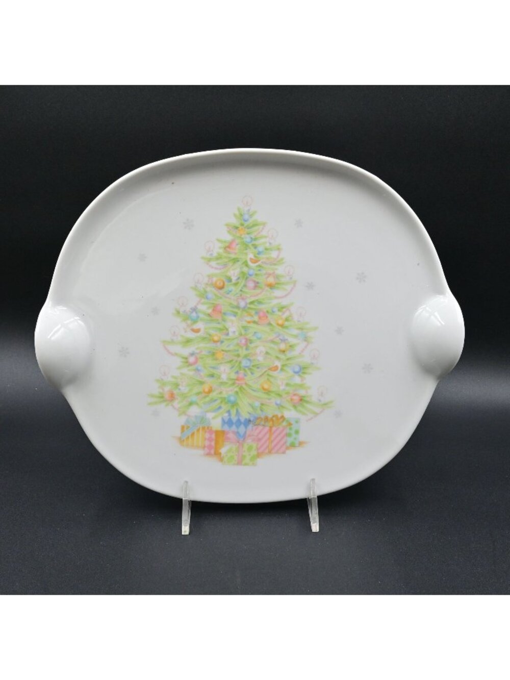 The Toscany Collection Christmas Tree Serving Platter Tray Vintage Holiday 12"
